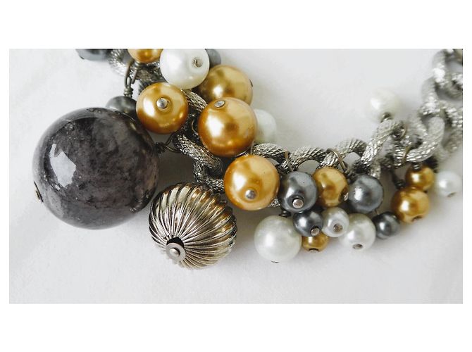 Raro splendido bracciale DOLCE & GABBANA acciaio con sfere e perle di vari colori e dimensioni Argento Multicolore - vista 3