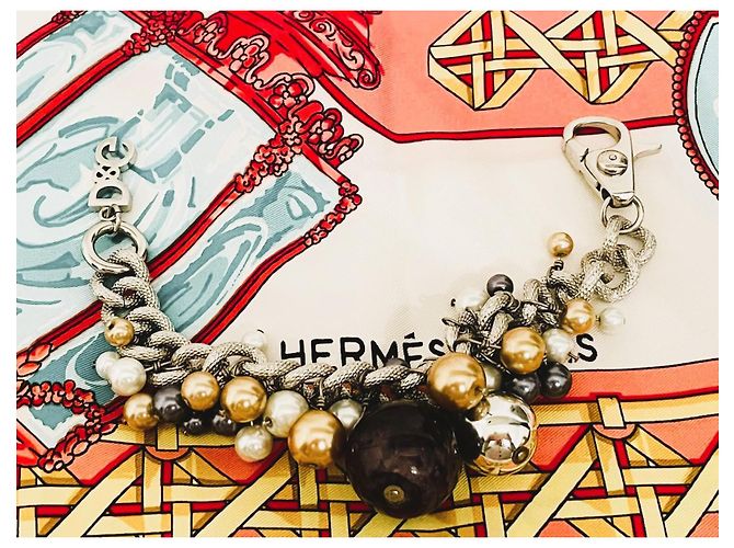 Raro splendido bracciale DOLCE & GABBANA acciaio con sfere e perle di vari colori e dimensioni Argento Multicolore - vista 7