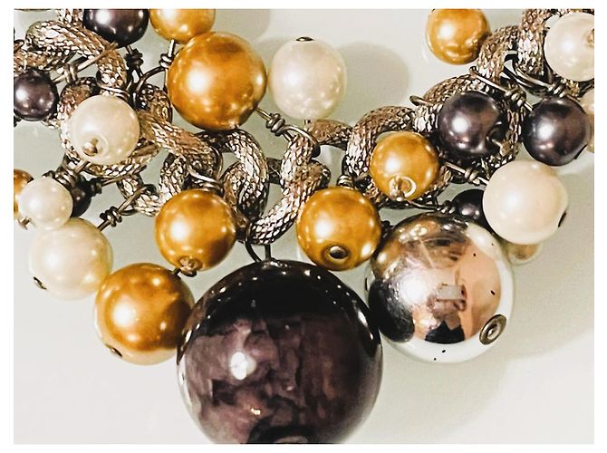 Raro splendido bracciale DOLCE & GABBANA acciaio con sfere e perle di vari colori e dimensioni Argento Multicolore - vista 8
