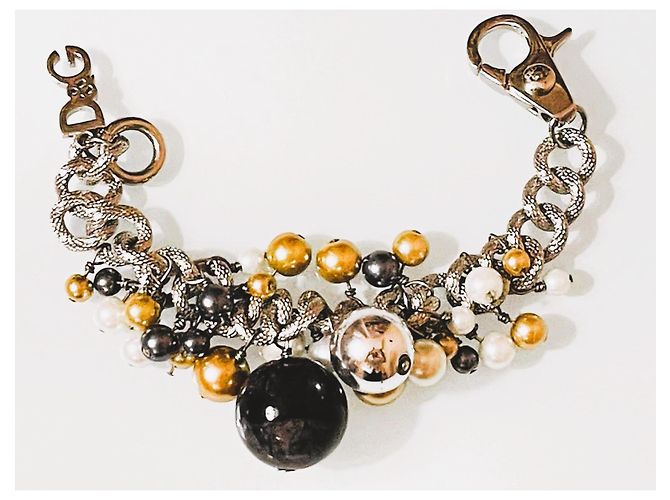 Raro splendido bracciale DOLCE & GABBANA acciaio con sfere e perle di vari colori e dimensioni Argento Multicolore - vista 9