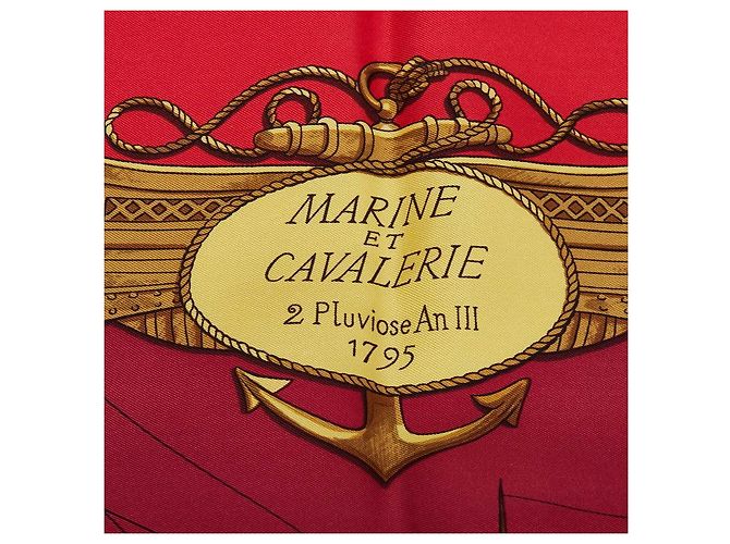 Bufanda de seda MARINE ET CAVALERIE de Hermès Roja - vista 2