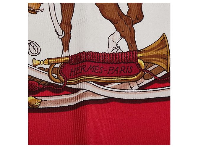 Bufanda de seda MARINE ET CAVALERIE de Hermès Roja - vista 3