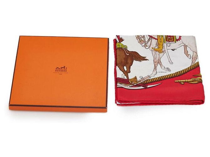 Bufanda de seda MARINE ET CAVALERIE de Hermès Roja - vista 6