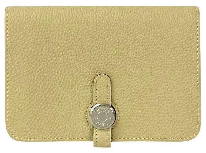 Hermès Dogon Compact Geldbörse aus Togo-Leder Weiß - Ansicht 2