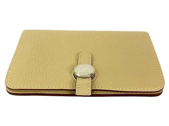 Hermès Dogon Compact Geldbörse aus Togo-Leder Weiß - Ansicht 4