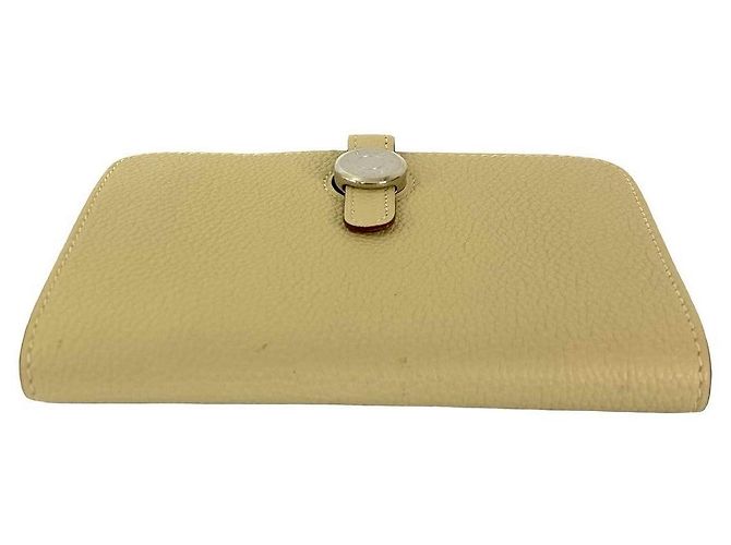 Hermès Dogon Compact Geldbörse aus Togo-Leder Weiß - Ansicht 7