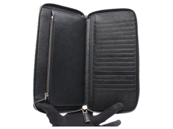 Prada SAFFIANO 1 Saffiano Leather Long Wallet Black - view 3