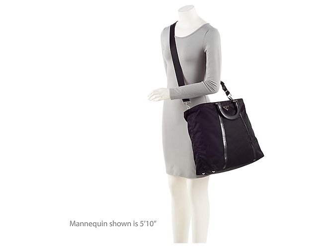Borsa Prada Tessuto Spazzolato N/S Nero - vista 4