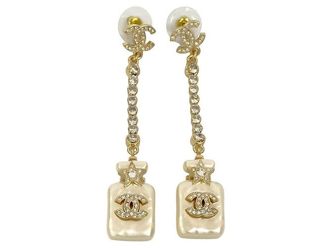 Orecchini a forma di bottiglia di profumo Chanel D'oro Metallico - vista 6
