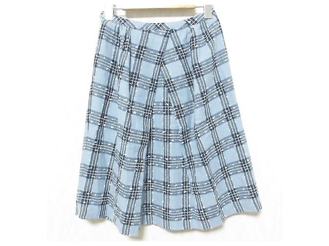Autre Marque Falda de mezcla de lino a cuadros Sally Scott Azul - vista 2