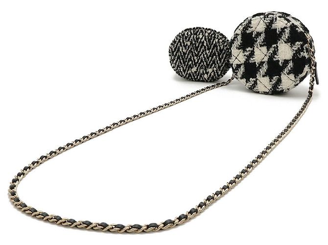 Borsa a spalla rotonda in tweed con catena Chanel Nero - vista 2