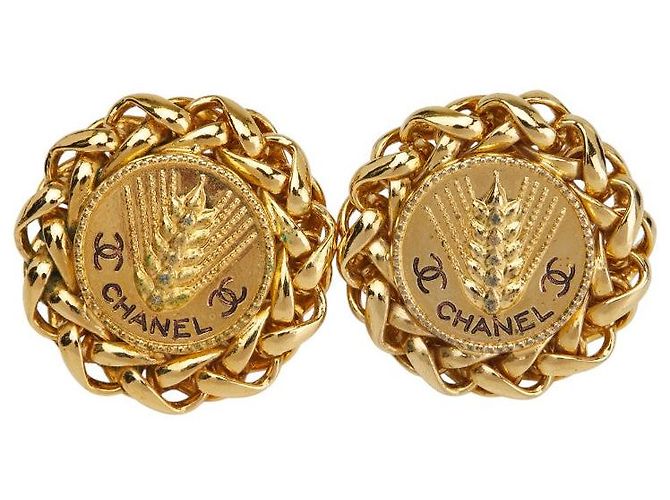 Orecchini rotondi con motivo di grano Coco Mark di Chanel D'oro Metallico - vista 2