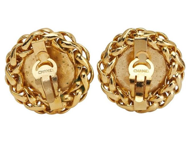 Orecchini rotondi con motivo di grano Coco Mark di Chanel D'oro Metallico - vista 3