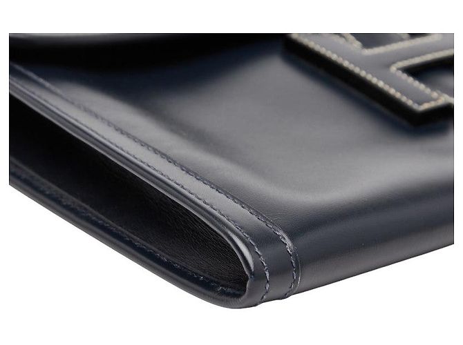 Borsa clutch JigePM in pelle box di Hermès Blu - vista 5