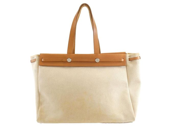 Borsa Herbag Cabas Toile Ash di Hermès Marrone Beige - vista 2