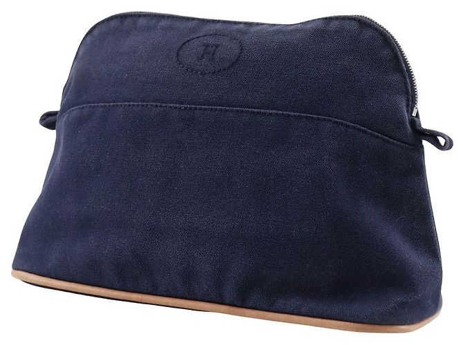 Pochette Bolide Hermès in tela di cotone Blu - vista 2