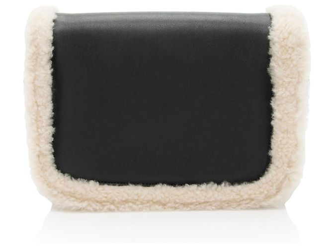Borsa Piccola Horsebit 1955 in Pelle e Shearling Gucci Nero - vista 3
