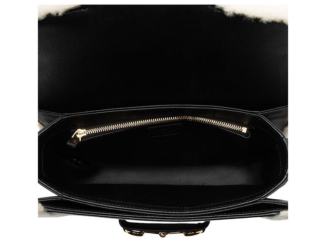 Borsa Piccola Horsebit 1955 in Pelle e Shearling Gucci Nero - vista 7