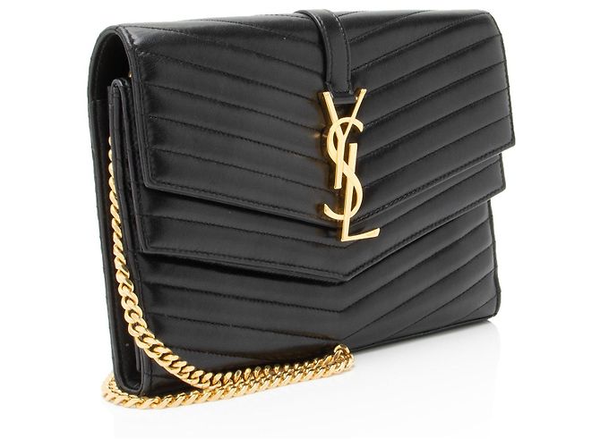 Saint Laurent Matelassé Lammleder Monogramm Sulpice Kettenbörse Schwarz - Ansicht 2