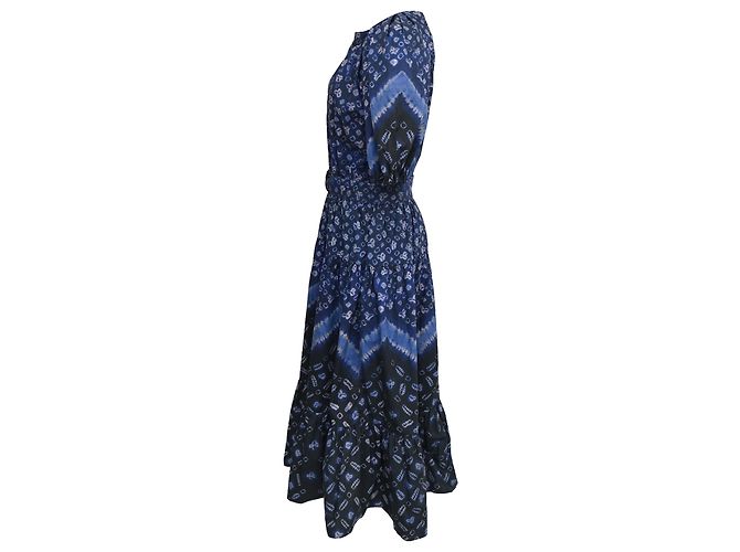 Vestido Midi Cinturón Josefina en Algodón Azul Marino Ulla Johnson - vista 2