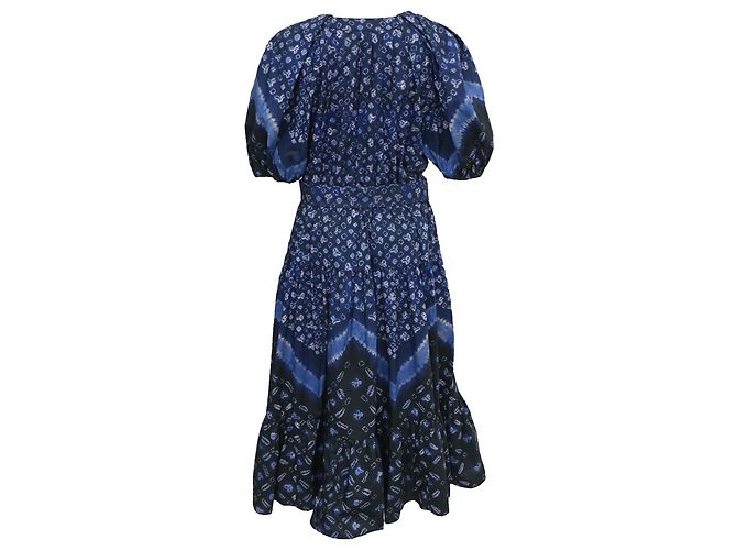 Vestido Midi Cinturón Josefina en Algodón Azul Marino Ulla Johnson - vista 3