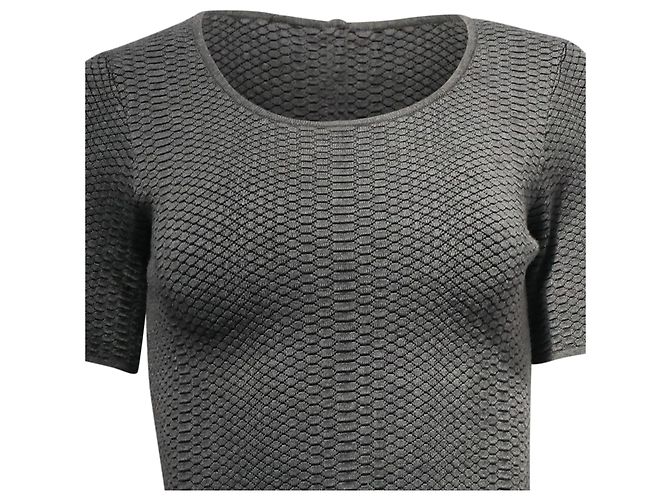 Sandro Strick-Peplum-Bluse aus grauer Viskose - Ansicht 2