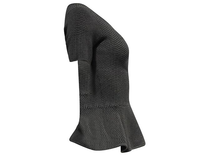 Sandro Strick-Peplum-Bluse aus grauer Viskose - Ansicht 3