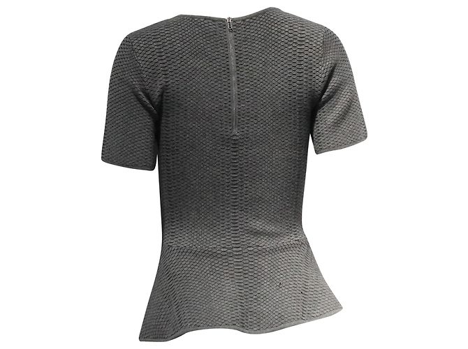 Sandro Strick-Peplum-Bluse aus grauer Viskose - Ansicht 4