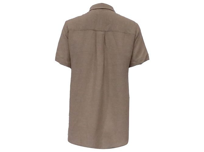 Theory Camicia con bottoni e nodo frontale in lino marrone Rosso - vista 4