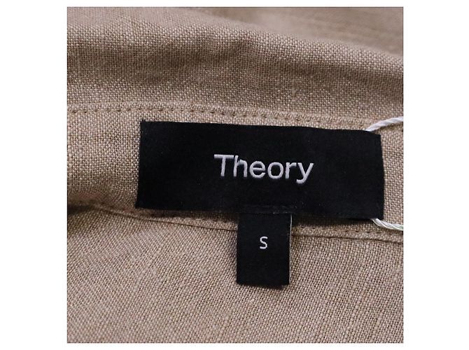 Theory Camicia con bottoni e nodo frontale in lino marrone Rosso - vista 5