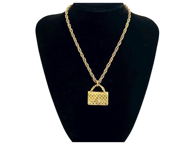 Accessorio Pendente Collana Matelassé Chanel D'oro Metallico - vista 2