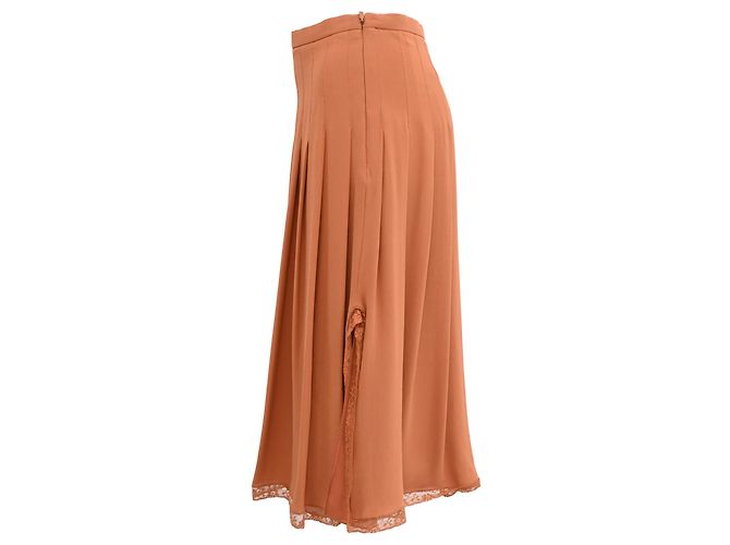 Jupe midi plissée Chloé en polyester orange - vue 2
