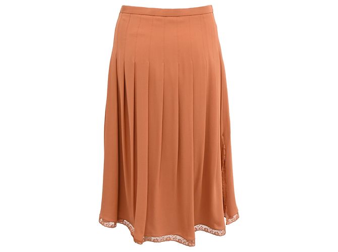 Jupe midi plissée Chloé en polyester orange - vue 3