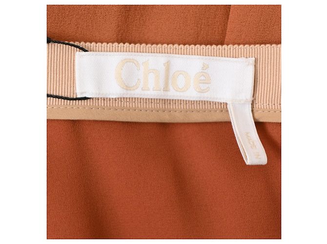 Jupe midi plissée Chloé en polyester orange - vue 4