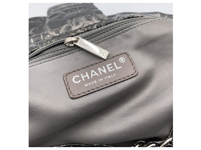 Timeless Chanel Bolso de solapa de nylon con estampado abstracto Rock in Moscow Gris - vista 10