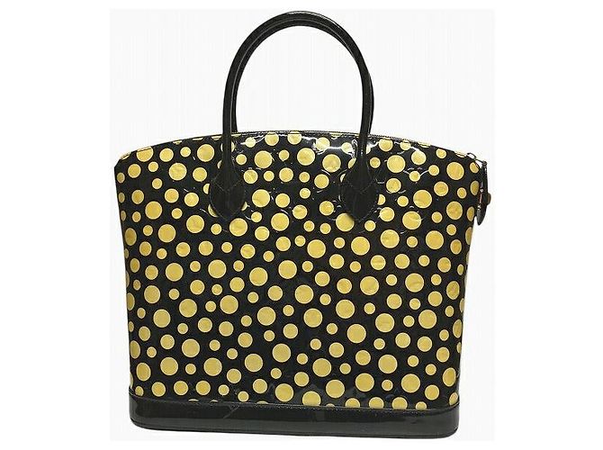 Borsa Louis Vuitton Lockit MM Vernis Dot Infinity Nero Giallo - vista 2