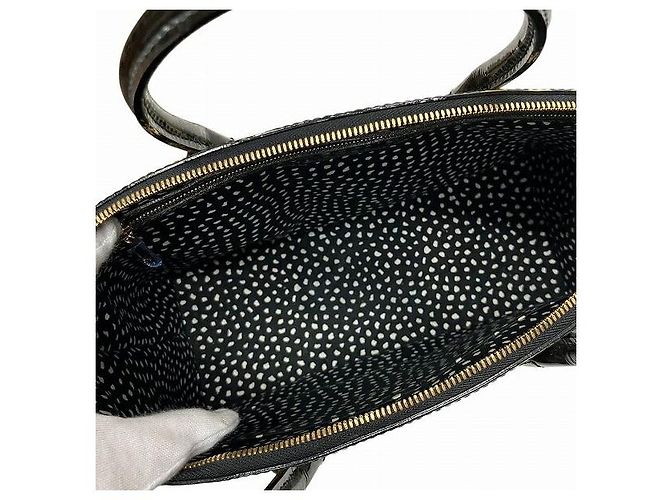 Borsa Louis Vuitton Lockit MM Vernis Dot Infinity Nero Giallo - vista 9