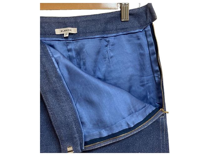 Autre Marque Falda de seda y algodón BLAMINK Azul - vista 3