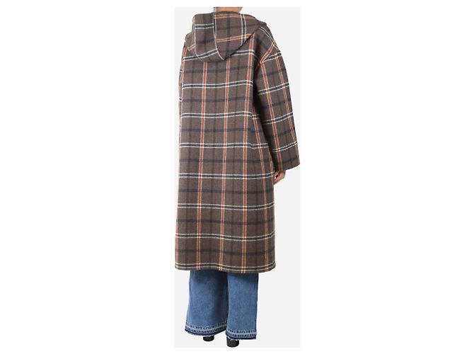 Autre Marque Abrigo con capucha de cuadros marrón - talla L Castaño - vista 2