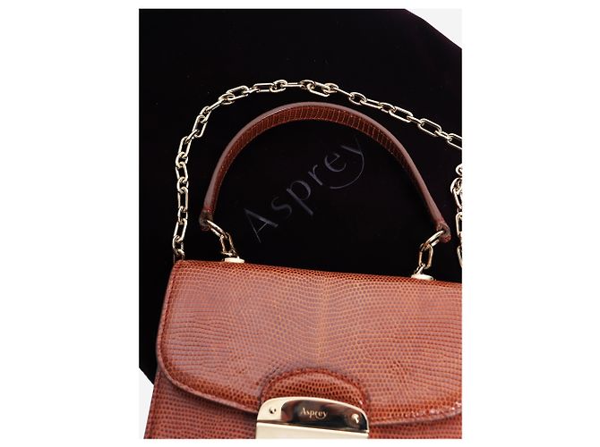 Autre Marque Mini borsa Morgan in lucertola marrone - vista 10