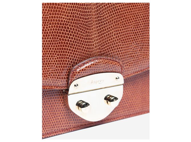Autre Marque Mini borsa Morgan in lucertola marrone - vista 5