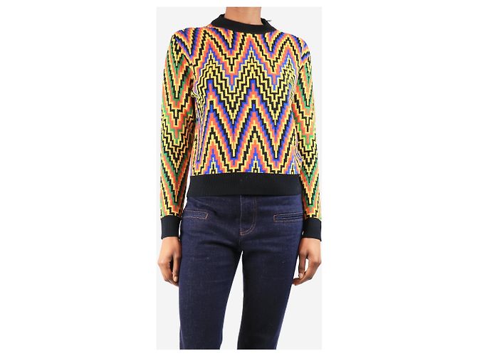 Autre Marque Mehrfarbiger Zickzack-Wollpullover - Größe S Mehrfarben - Ansicht 3