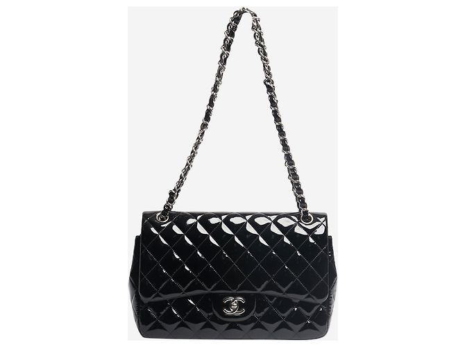 Chanel Borsa Classic Double Flap in pelle verniciata nera 2013 jumbo Nero - vista 2