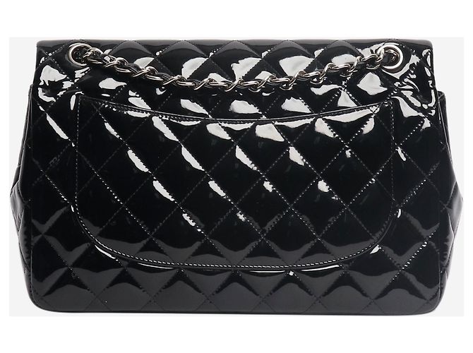 Chanel Borsa Classic Double Flap in pelle verniciata nera 2013 jumbo Nero - vista 3