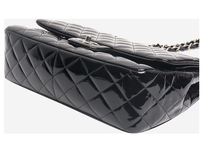 Chanel Borsa Classic Double Flap in pelle verniciata nera 2013 jumbo Nero - vista 8