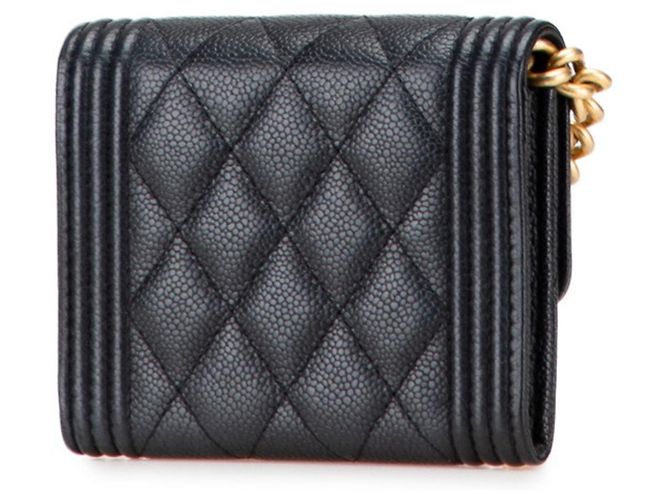 Portafoglio a catena Boy Matelassé Chanel in pelle caviar nera Nero - vista 2