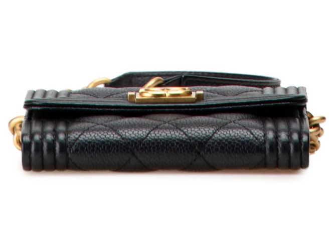 Portafoglio a catena Boy Matelassé Chanel in pelle caviar nera Nero - vista 3