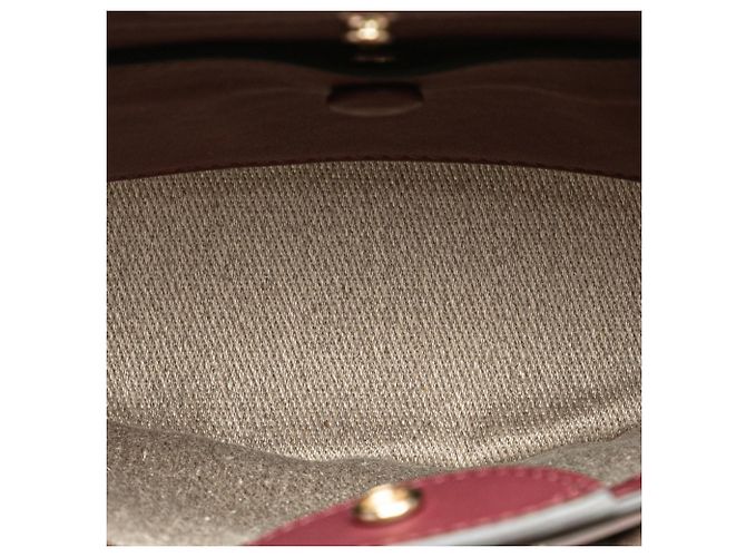 Borsa a secchiello Chloé Key beige e rosso scuro in pelle e lino Bordò - vista 6