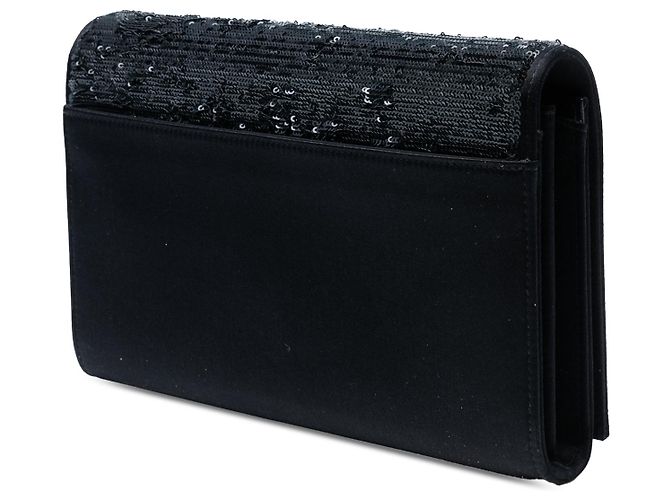 Portafoglio Kate Monogram in paillettes nere Saint Laurent con catena Nero - vista 2