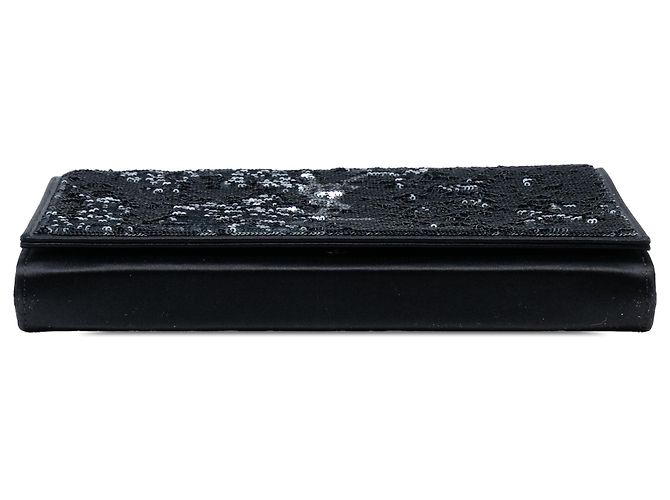 Portafoglio Kate Monogram in paillettes nere Saint Laurent con catena Nero - vista 3